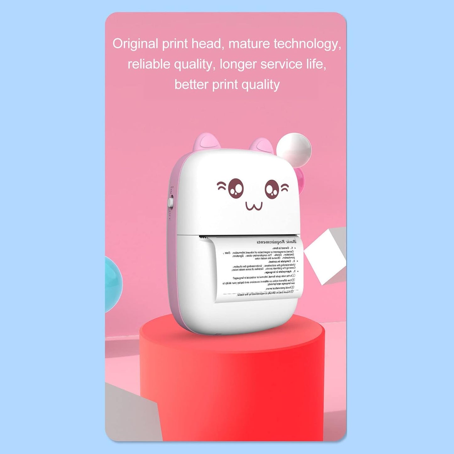 Pocket Mini Bluetooth Thermal Printer – Wireless Smart Printer for Photos (Includes 1 Roll Paper)