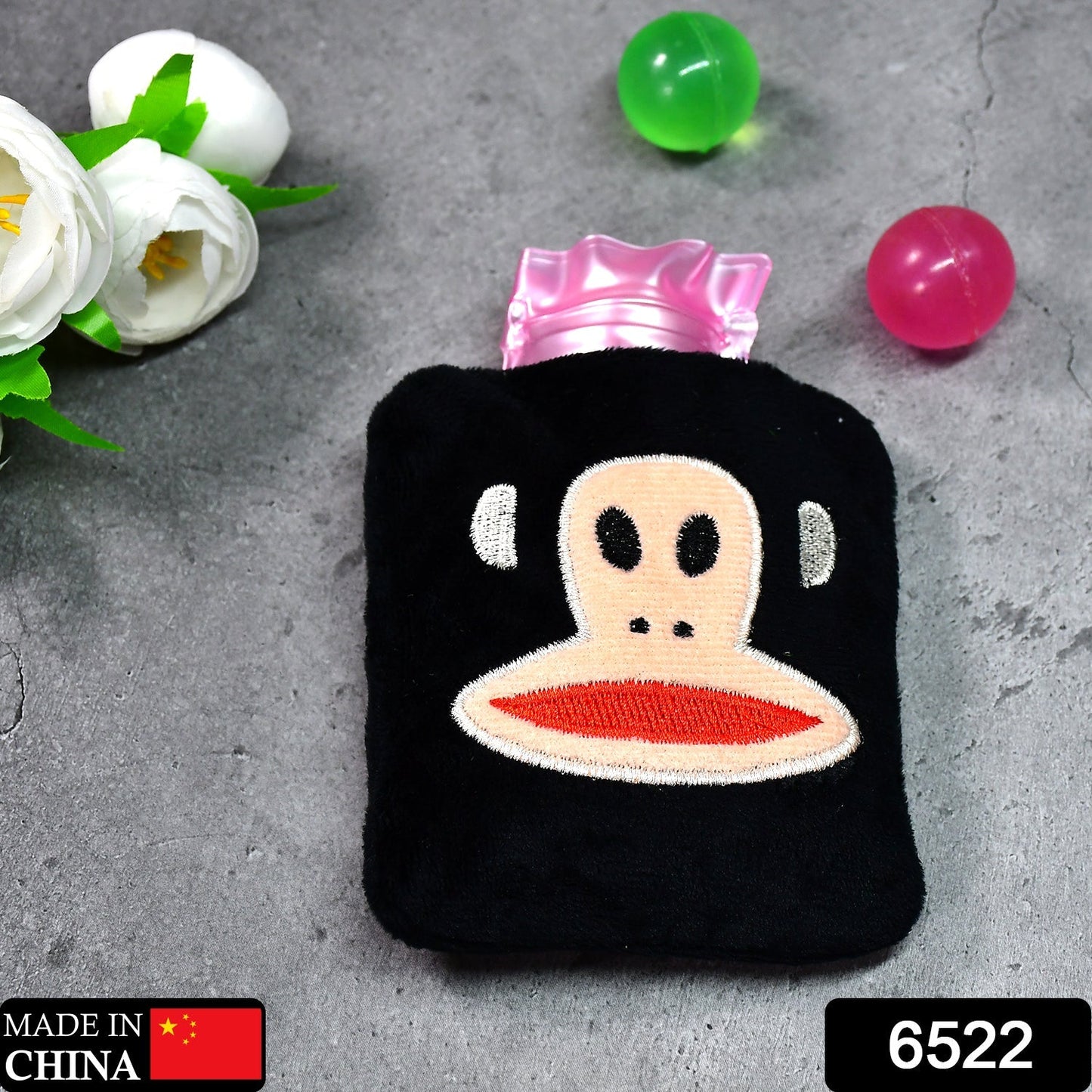 Black Small Hot Water Bag with Cover for Pain Relief