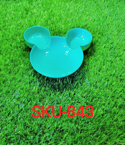 The divided Mickey-shaped plate, perfect for keeping different snacks separate.