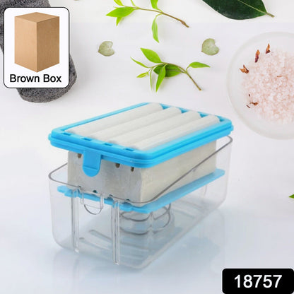 Compact 2-in-1 soap roller with integrated brush for hands-free laundry.