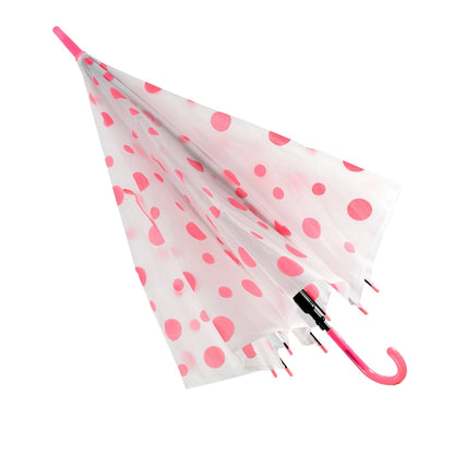 Close-up of the multicolor dot pattern on the umbrella canopy.