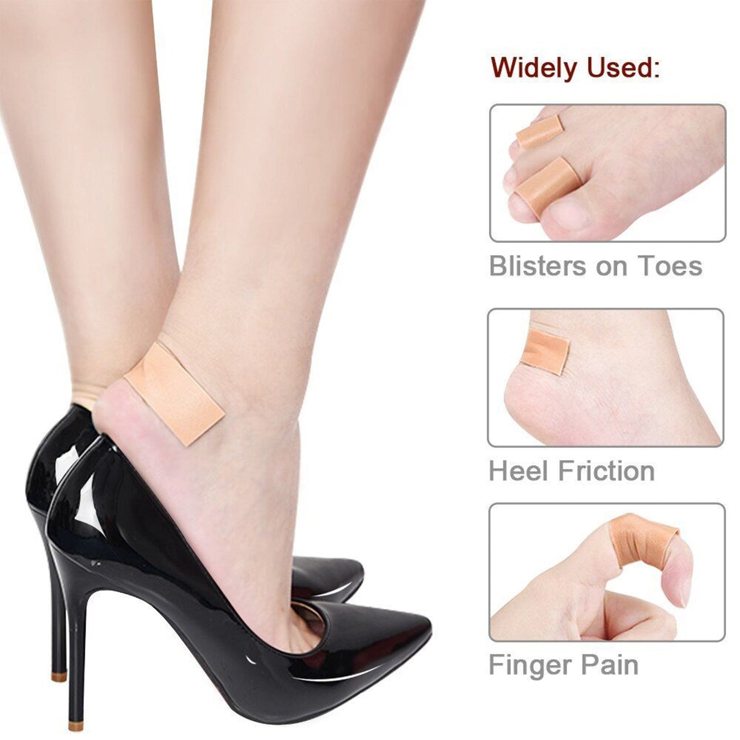 Elastic blister plaster providing complete foot care.