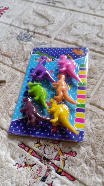 Dinosaur Shaped Erasers for Kids, 3D Puzzle Erasers, Classroom Prizes (6 Pcs Set)