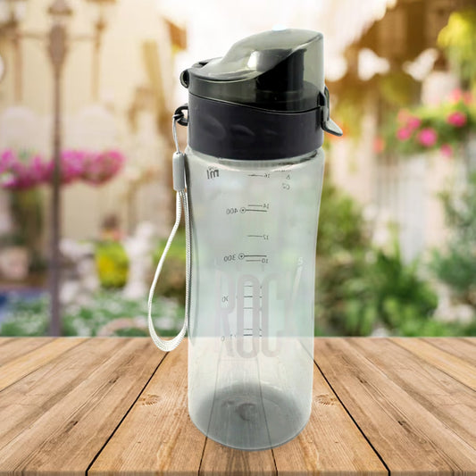 Leak-proof plastic sports water bottle with carry case, perfect for gym.