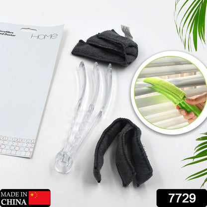 The Velvet Wipe window blind cleaner brush displayed with its packaging and detachable microfiber sleeves.