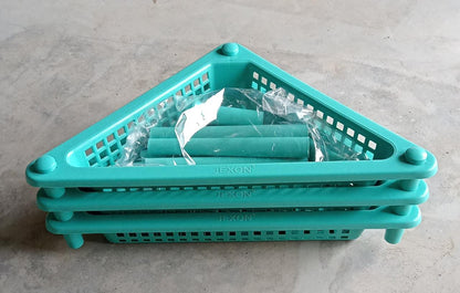 Another angle of the VoltDesk 3-tier plastic storage rack, highlighting its design.