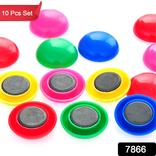 Set of 10 round magnetic buttons for kids' science experiments.