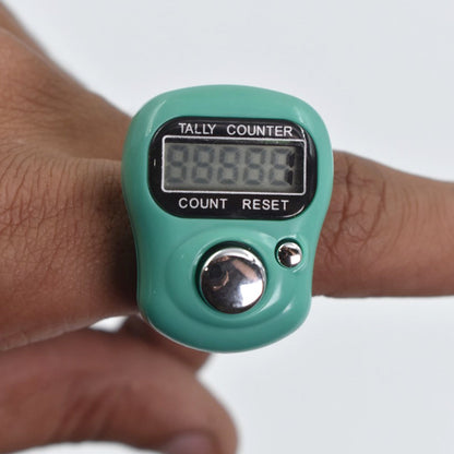 Clear LCD display on the electronic tally counter showing a count of zero.