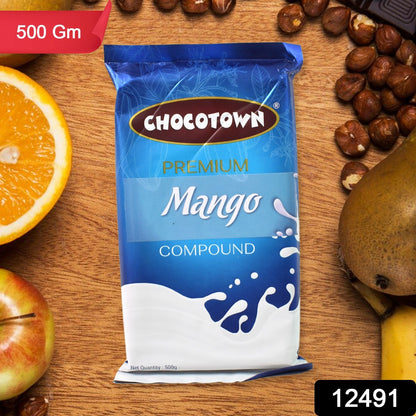 Smooth, yellow Mango Compound Chocolate slab showcasing its vibrant colour.