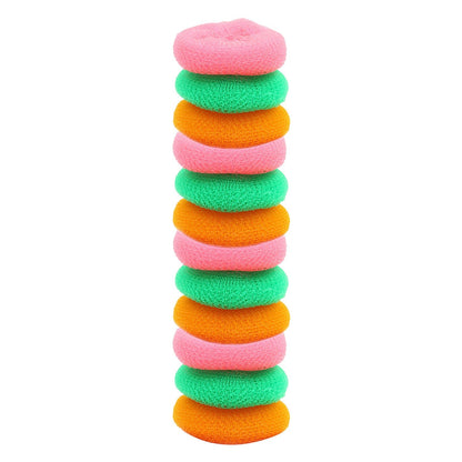 Multi-surface round plastic-nylon scrubbers, pack of 12, for a sparkling home.