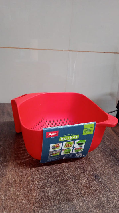 Apex Multi-Functional Plastic Strainer Bowl with Ergonomic Handle (1 Pc)