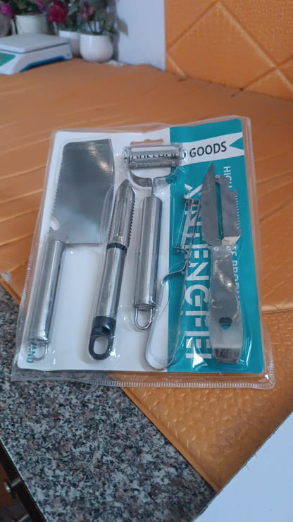 Woman preparing healthy meal using stainless steel kitchen peeler tools