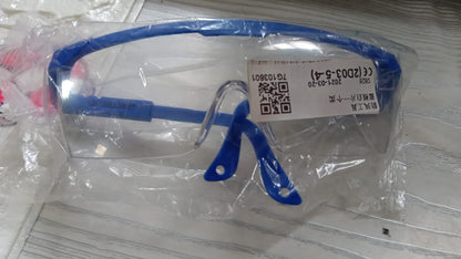 Durable safety goggles ideal for shooting range and laboratory work.
