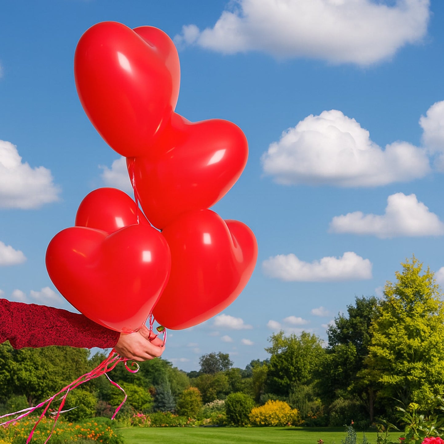Heart shaped balloons Kinds of Rainbow Party Latex Balloons for Birthday / Anniversary / Valentine's / Wedding / Engagement Party Decoration Multicolor (4 Pcs Set)