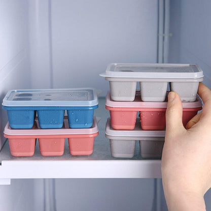 Lightweight blue silicone ice tray, partially filled with water, ideal for travel.