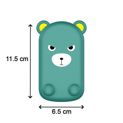 Side profile of the cartoon adjustable mobile stand, highlighting its compact foldable design.