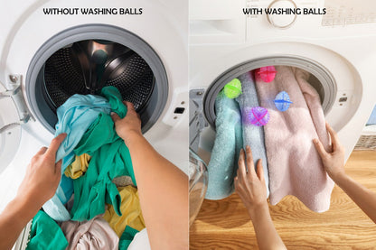 Top view of a pack of 4 eco-conscious laundry balls for a healthier wash.