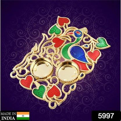 Close-up of the plastic Raksha Bandhan Puja Thali Set with intricate traditional design.