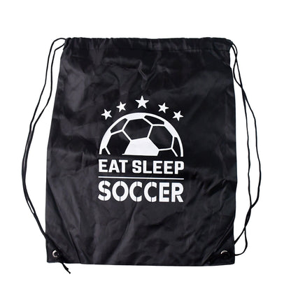 Front view of the sleek black Drawstring Sport Backpack.