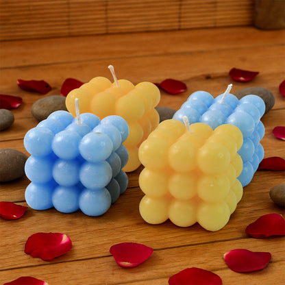 Colorful cube candles displayed for stylish home décor