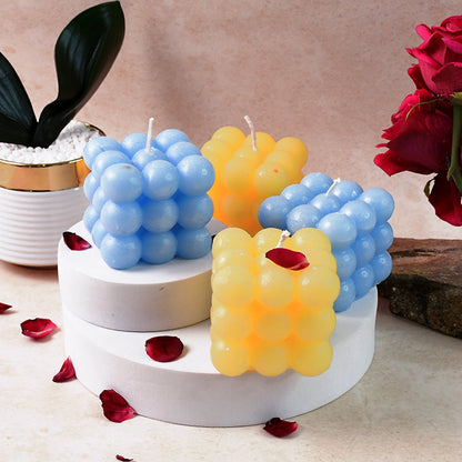 Decorative cube shaped wax candles ideal for parties and festivals