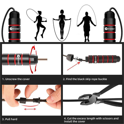 Durable red PVC rope of high-speed skipping rope for cardio training