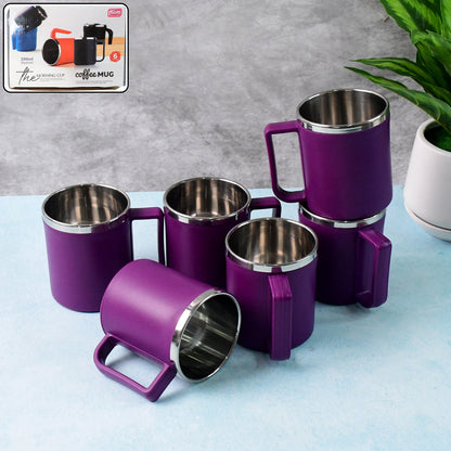 Supermom 6-piece stainless steel coffee mug set with inner steel lining