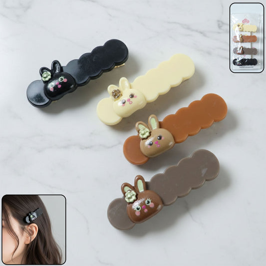 Set of cute bunny cartoon decorative hair clips