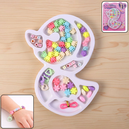 DIY jewellery making kit with colorful beads and elastic thread in organizer tray