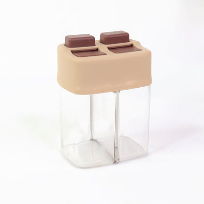 Transparent salt and pepper shaker set with dual lids for controlled pouring