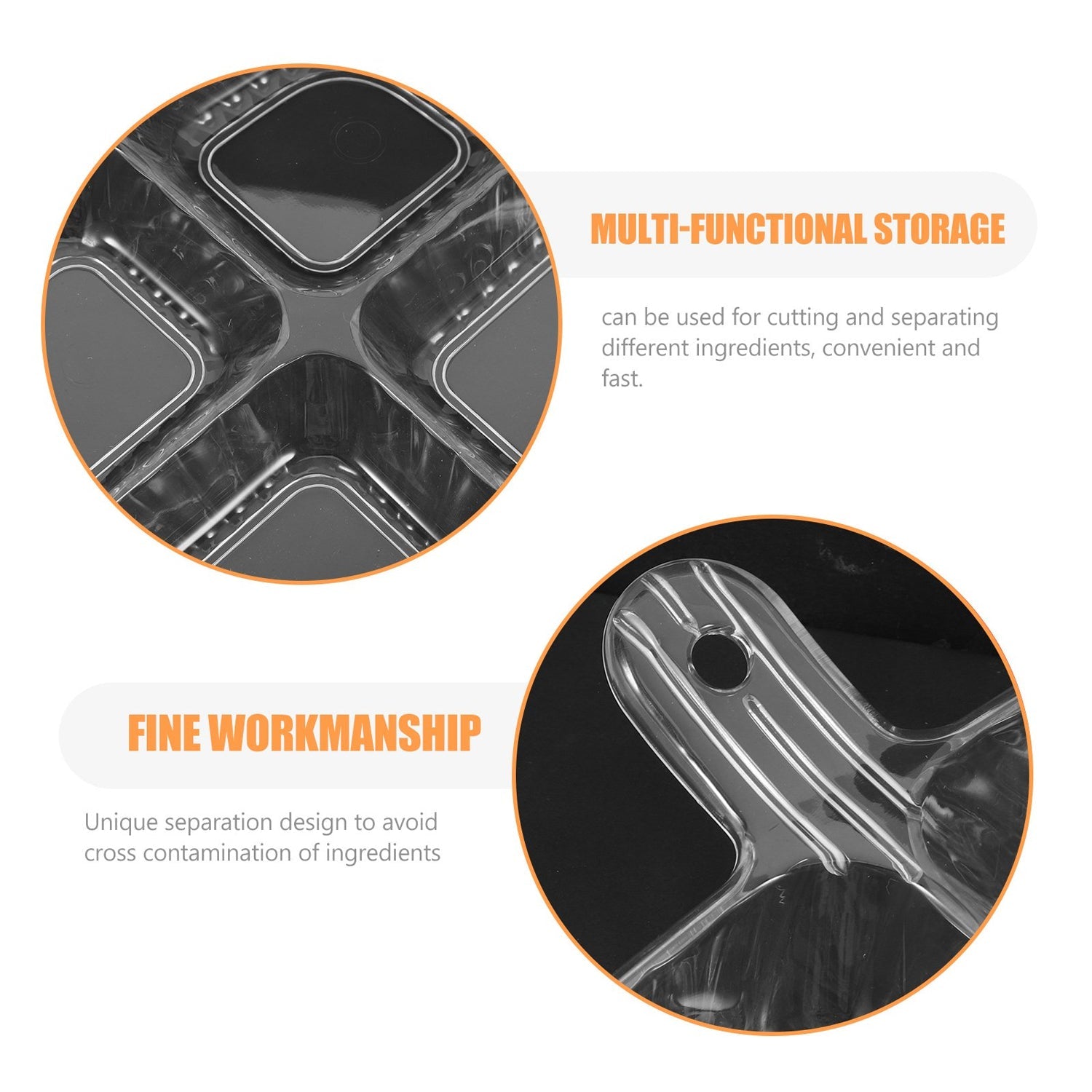 Empty clear plastic serving tray front view