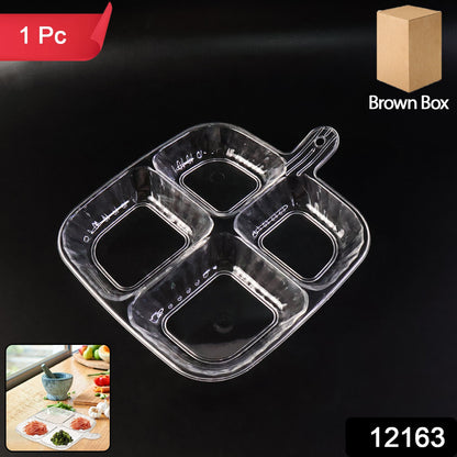 Clear segmented serving tray suitable for kids and adults