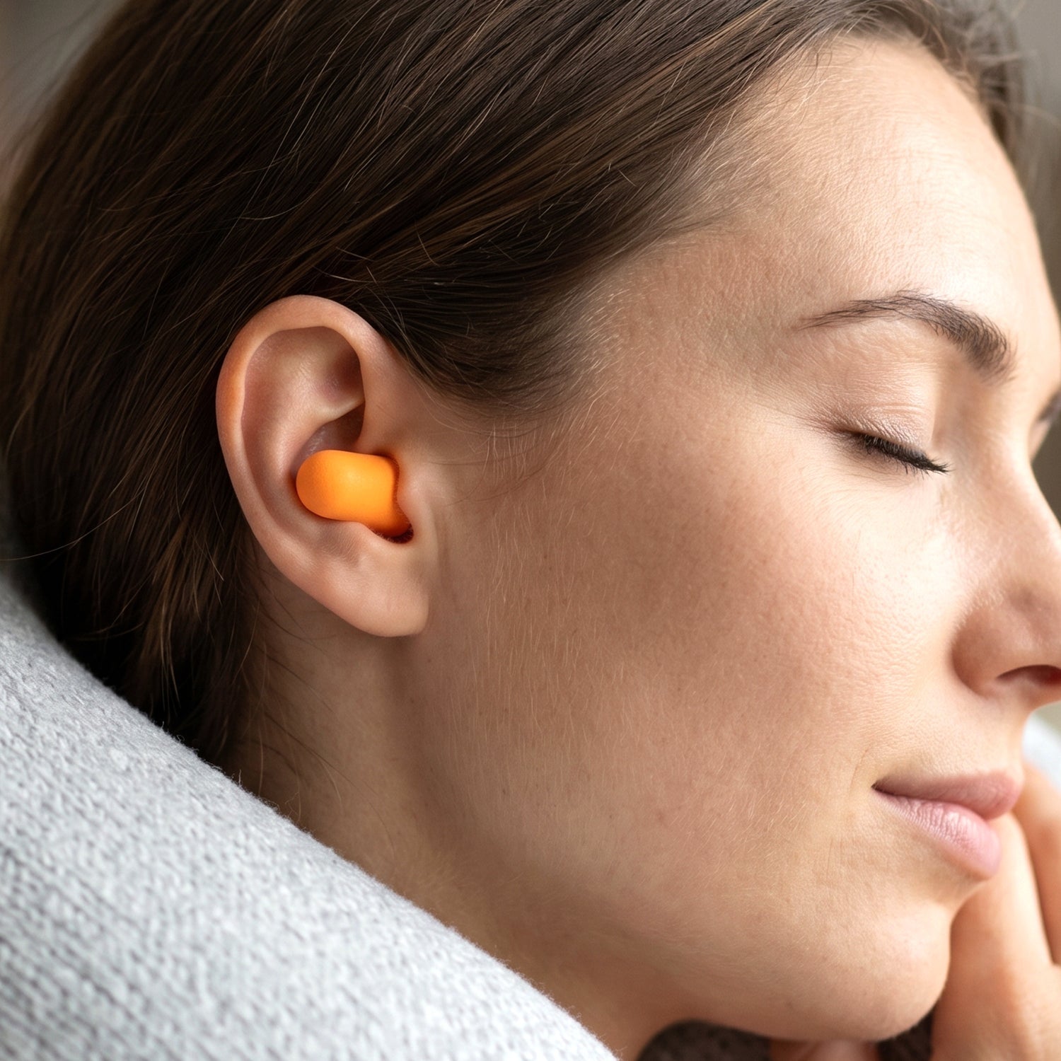 Single pair of soft foam earplugs designed for comfortable noise reduction
