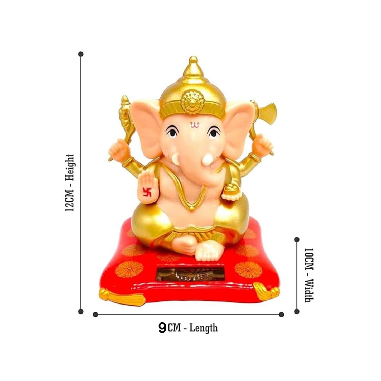 Close-up of Solar bobblehead Ganesha decorative idol showing intricate design details