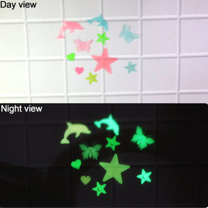 Radiant glow moon and star wall decals illuminating a child's room, fostering a calming bedtime routine.