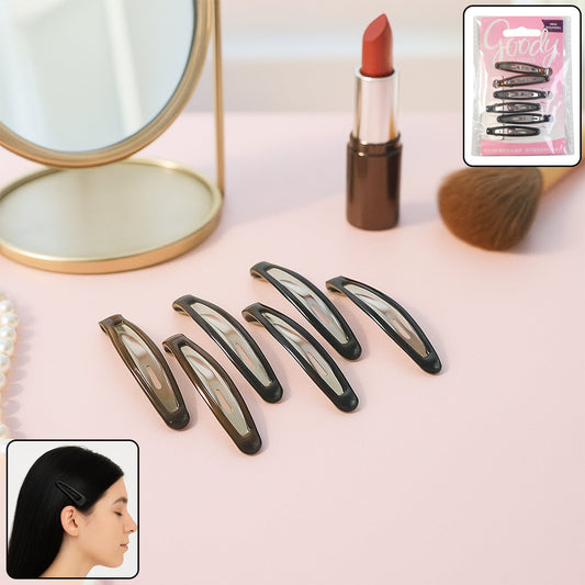 Set of 6 snap hair clips for women with smooth edges