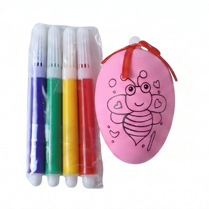 Children’s egg decorating activity with color pens