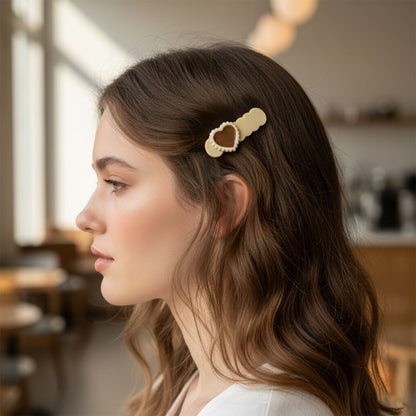 Romantic heart pattern hair pins with smooth finish