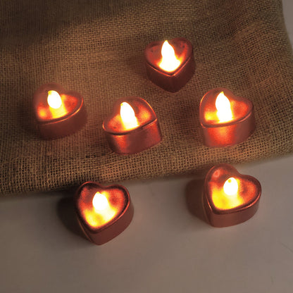 Heart shape LED flameless candle showing glowing effect