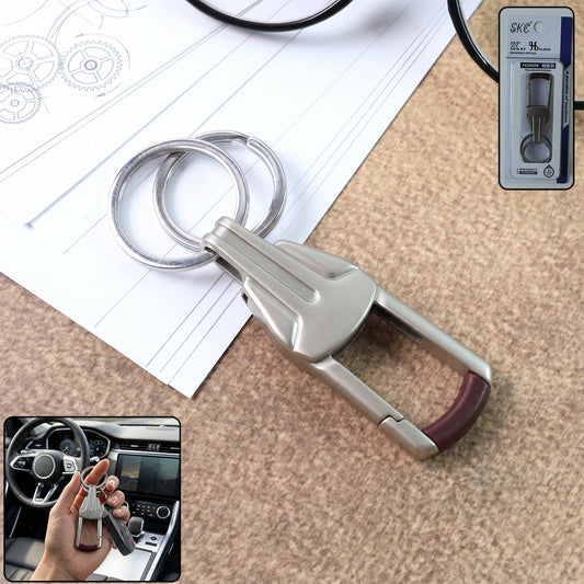 Heavy duty metal key holder with strong carabiner clip for secure key attachment