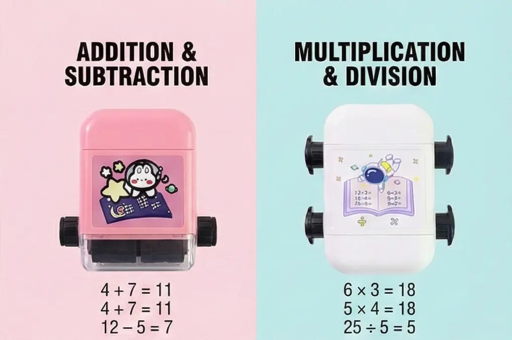 Kids Complete Math Learning Roller Stamp Combo (Addition, Subtraction, Multiplication & Division) 2pc