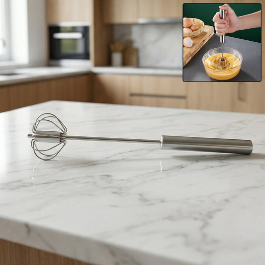 Stainless steel rotary whisk for efficient kitchen mixing