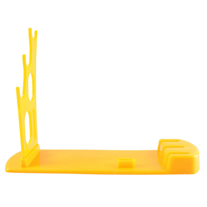 Close-up of the plastic kitchen knife stand's wide base, illustrating its stable support.