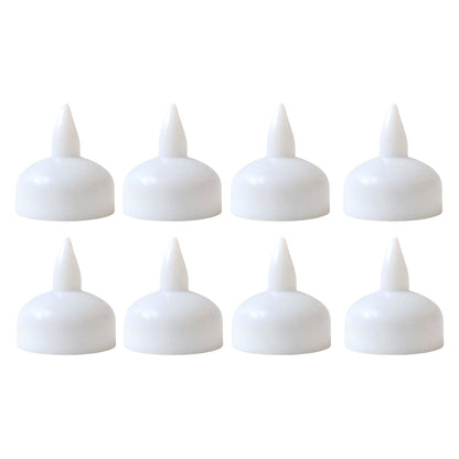 Close up of round LED flameless tealight candle showcasing smooth design and warm light