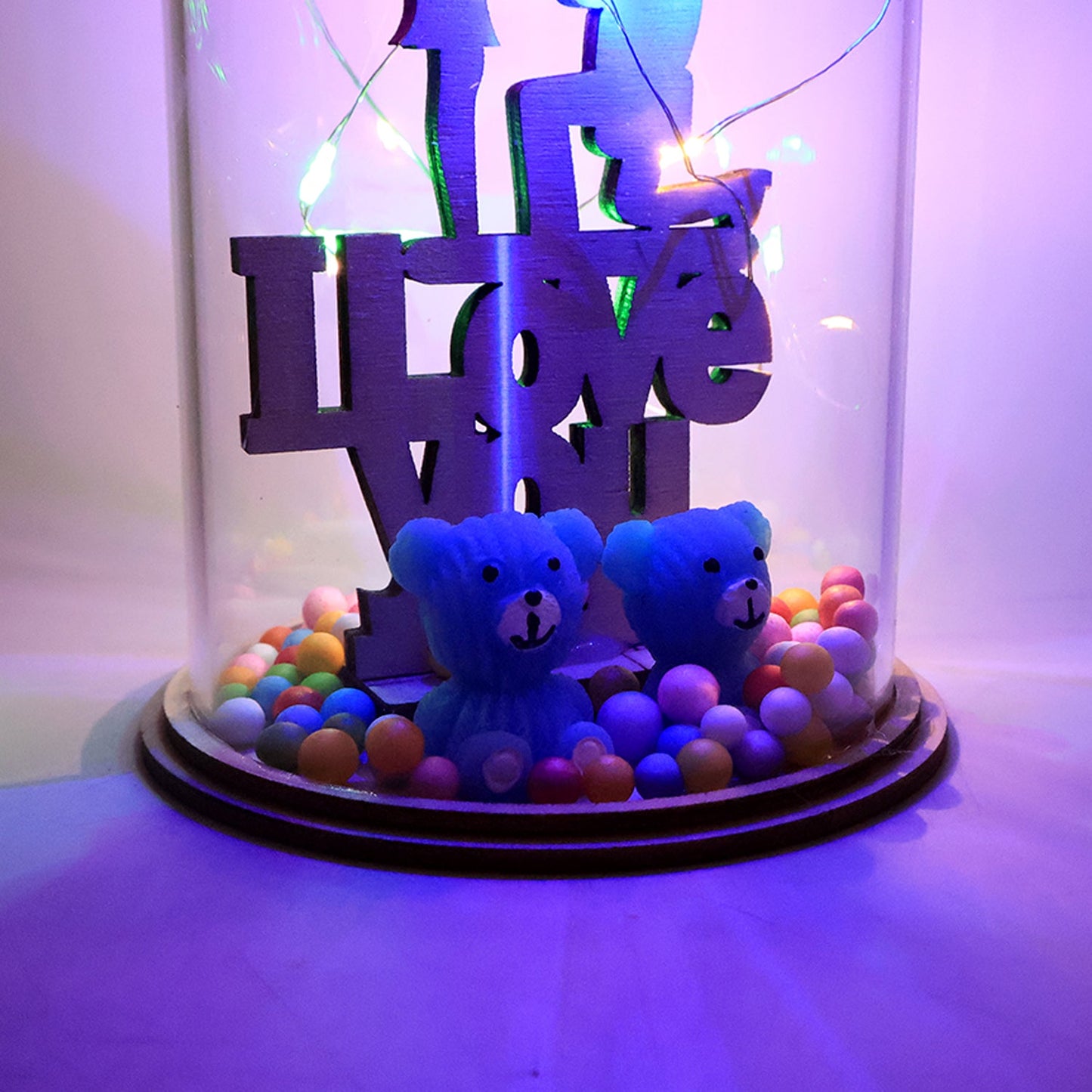 Colorful and cute LED light showpiece featuring teddy bears and love theme