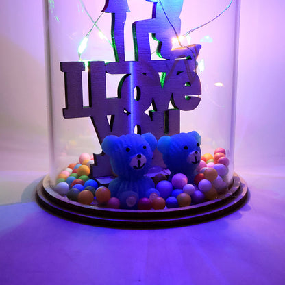 Colorful and cute LED light showpiece featuring teddy bears and love theme