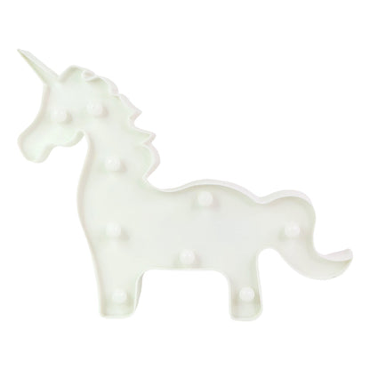 Close up of LED unicorn decorative night light with pink design