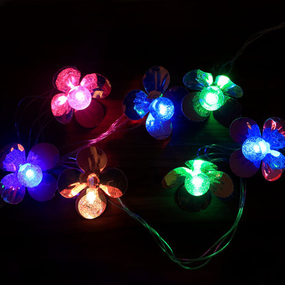 Artificial flower LED string lights with bright multicolor glow