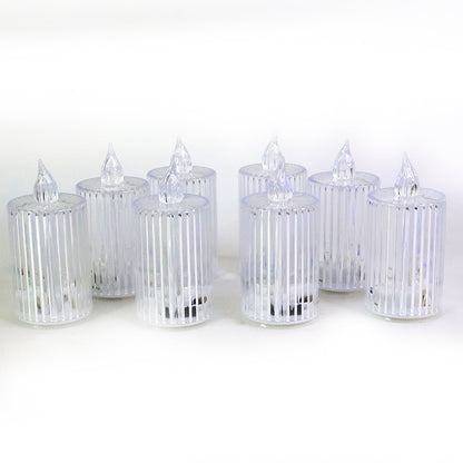 Crystal-effect LED candle lights set providing smokeless ambient lighting
