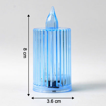 Decorative flameless LED candle light showcasing ribbed crystal texture